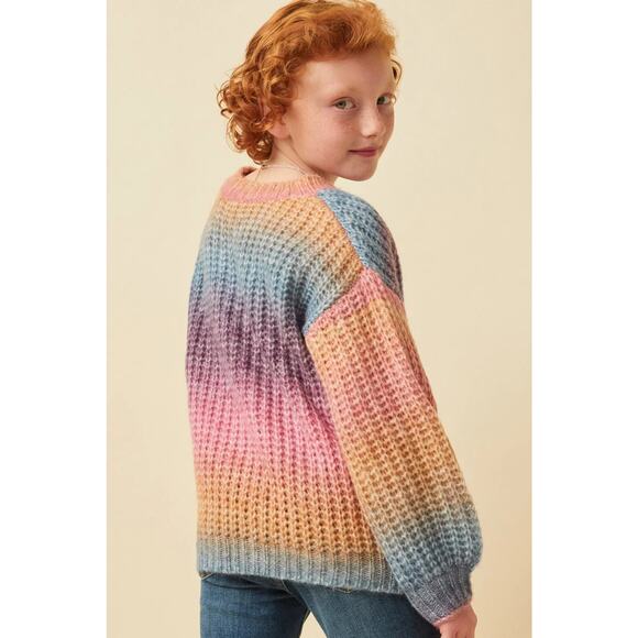 HAYDEN Paige Girls Ombre Rainbow Chunky Knit Sweater Large - Picture 4 of 6